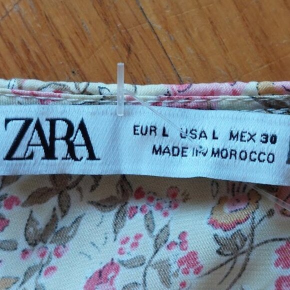 ZARA Romantic Long Sleeve Pink and White Floral Dress Size Small - Picture 11 of 11